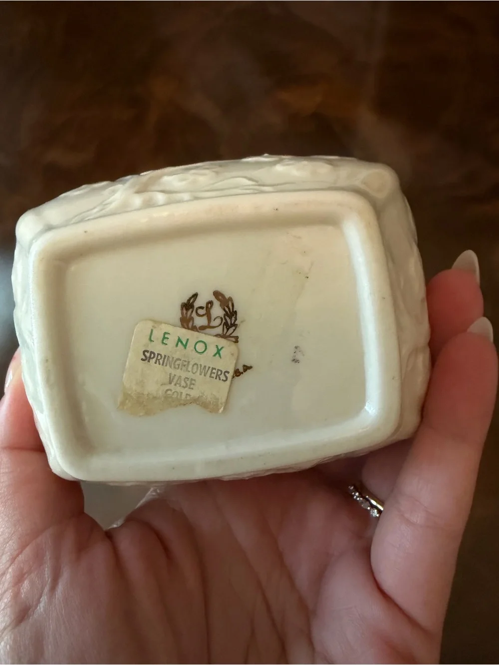 Vintage Lenox Small Cherry Blossom 24K Trimmed Ivory Bone China Flower Vase